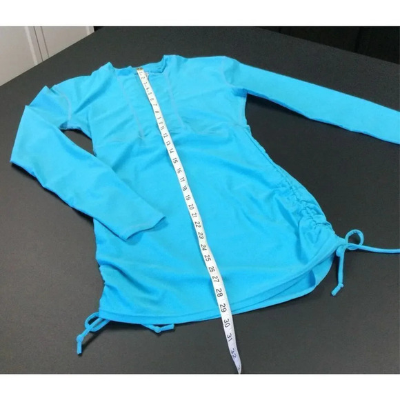Sbart Womens Blue Zip Front Long Sleeve One Piece Swimsuit Cover Up Small - Picture 4 of 12